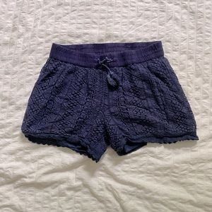 Girls Large (10-12) Navy Lace Shorts